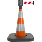 Traffic cone with weighted base and retractable strap - Viso
